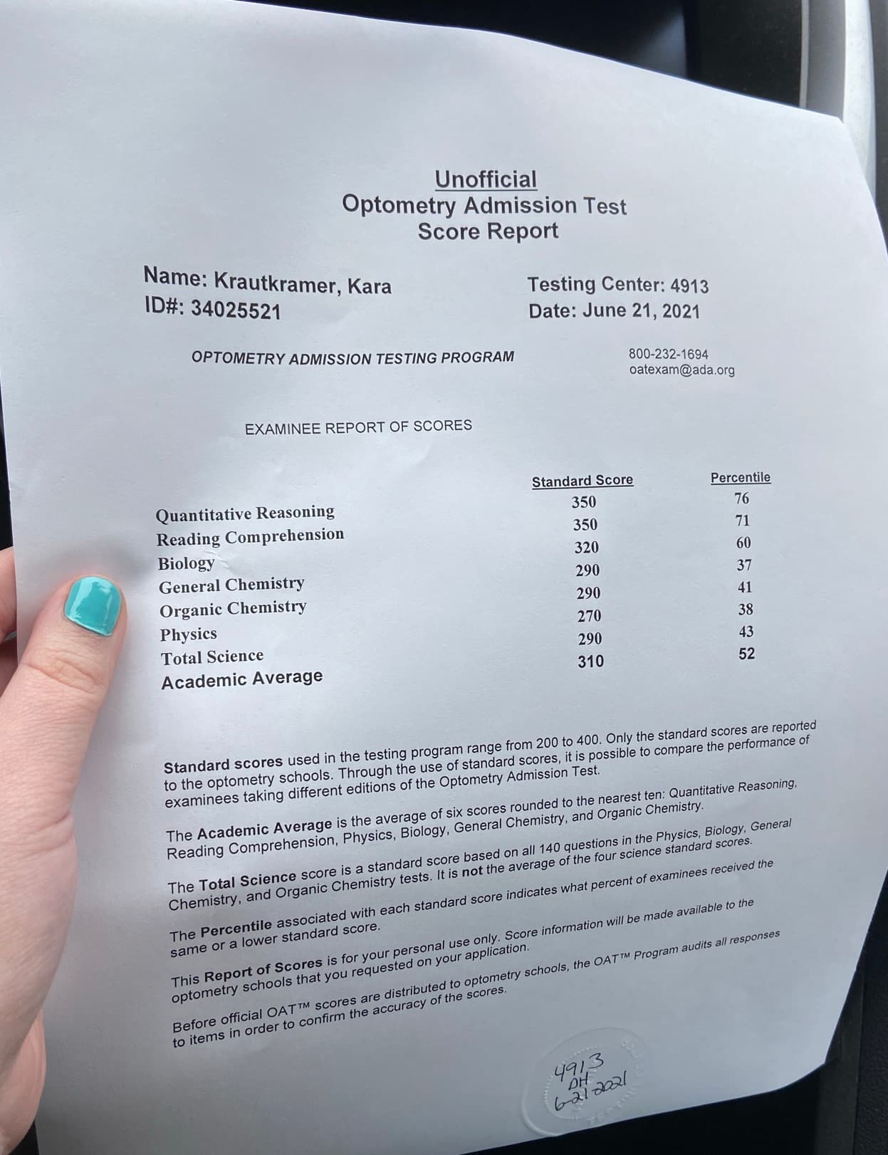 Kara Krautkramer NCLEX Score Report